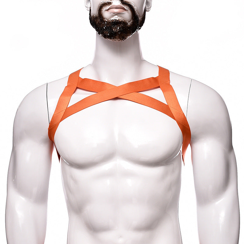 Image of Men’s Strong Nylon Body Chest Harness Belt Shoulder Support Suspender Strap Club Wear Costumes - Orange / One size